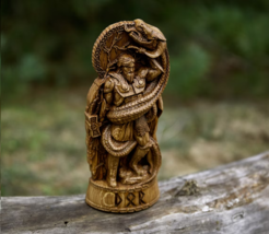 Thor God Viking God Wooden Carved Statue Pagan Paganism Altar Sculpture New Gift - £79.67 GBP