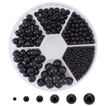 1113Pcs No Holes Pearls, 6 Sizes Undrilled Imitated Pearl Beads Black Beads Floa - £10.49 GBP