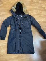 S13 New York Womens Black Long Sleeve Hooded Faux Fur Parka Jacket Size Large - £39.56 GBP