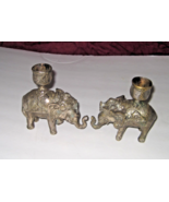 Vintage Pair Of Solid Brass Elephant Candle Holders 4&quot; Tall - $47.73 CAD