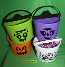 4 Piece McDonald&#39;s Halloween Trick Or Treat Buckets 2023 Set With Stickers - £27.18 GBP