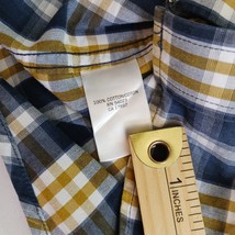 Banana Republic Men's White Blue Gold Plaid Long Sleeve Button-Up Cotton Shirt L image 4