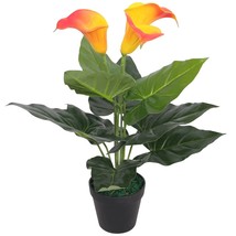 Artificial Calla Lily Plant with Pot 45 cm Red and Yellow - £13.82 GBP
