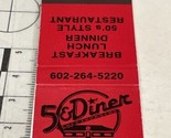 Vintage Matchbook Cover  5 &amp; Diner Restaurant Phoenix, AZ  gmg  Unstruck - $12.38