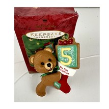 Hallmark Keepsake Ornament  Baby&#39;s Fifth Christmas Teddy Bear QX6934 2000 - $11.26