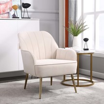 Velvet Sherpa Mid-Century Armchair (Beige) - $141.99