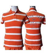 Armani Jeans Polo Short Men Size S Short Sleeve Orange White Stripes Sli... - $77.55