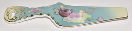 Vintage Porcelain Hand Painted Turquoise Pie Cake Server Floral Motif Gi... - $9.95