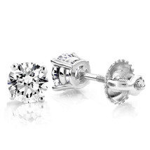 0.51 Ct TCW Diamond G-H I1-I2 14K White Gold Solitaire Mens Single Stud ... - £279.77 GBP