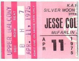 Vintage Jesse Colin Young Concert Ticket April 11 1975 Dallas Texas - £27.17 GBP