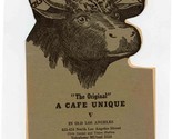 Ye Bull Pen Inn Die Cut Menu North Los Angeles St Los Angeles California... - £99.68 GBP