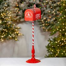 31&quot; Tall North Pole Metal Mailbox with Candy Cane Stand (White) - $64.95+