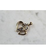 Womens Vintage Estate 10K Yellow Gold Diamond Heart Pendant 1.5g E3352 - $3,569.11 MXN