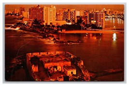 Night View Fort San Geronimo San Juan Puerto Rico UNP Chrome Postcard Z10 - £4.50 GBP