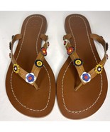 Tory Burch Woman’s 6.5 Marguerite Terra Brown Leather Thong Sandal Flip ... - $59.99