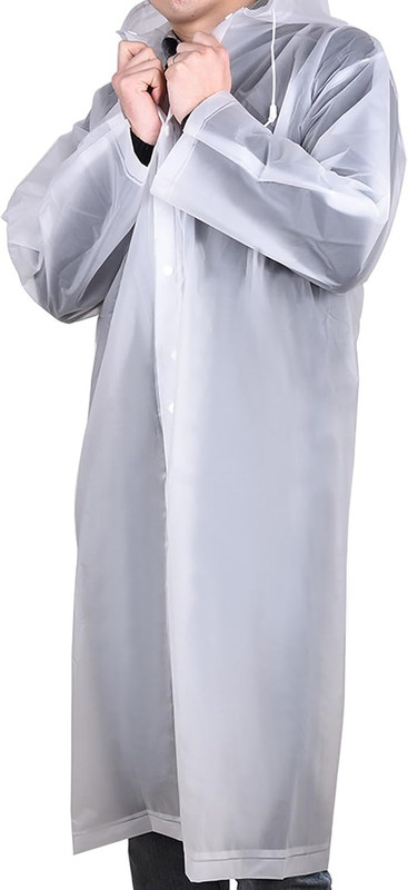 Mudder Adult Portable Raincoat Rain Poncho with Hoods and Sleeves (White) Item image 6