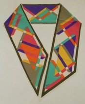 Vera Neumann Vintage Scarf Multi Colour Geometric Artsy Print Polyester - £26.11 GBP