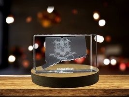 LED Base included |  Connecticut 3D Engraved Crystal 3D Engraved Crystal  - £31.46 GBP+