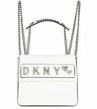 DKNY Women White Smoke Leather Snap Closure Small Convertible Backpack NEW - £133.86 GBP