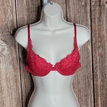 34A Sears Underwired Removable Inserts Bra ~ Red ~ Adjustable Straps - £13.36 GBP