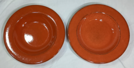 Set of 2 Pier 1 Toscana Terracotta Wide Soup Pasta Bowl with Rim Hand-Pa... - $22.53