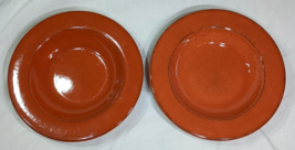 Set of 2 Pier 1 Toscana Terracotta Wide Soup Pasta Bowl with Rim Hand-Painted - £17.94 GBP