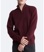 Calvin Klein Men&#39;s Ribbed-Trim Quarter-Zip Pullover SweaterTawny Port He... - €51,51 EUR