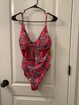 Tabitha Brown x Target Pink Floral Cutout One Piece Swimsuit L 12-14 - £39.66 GBP