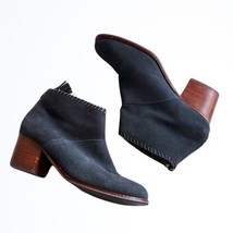 Tom&#39;s Dusty Black Suede Leather Rear Zippered Heeled Ankle Booties Size 7.5 - £25.12 GBP