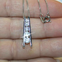 14K White Gold Plated 2.00  Ct Round Cut Simulated Diamond Journey Shape Pendant - £64.09 GBP