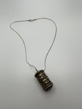 Vintage Buddhist Mantra Prayer Jar Pendant on Sterling Silver Necklace 1... - $38.41