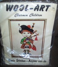 Vintage 1973 Wool-Art Charmin&#39; Children Scotch Boy Embroidery Kit 11 x 14 - £8.68 GBP