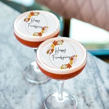Twelve -2&quot; Edible Cocktail Toppers Happy Friendsgiving Thanksgiving Drin... - £11.15 GBP