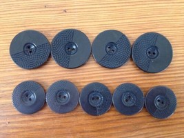 Vintage Art Deco Mid Century Black Geometric Textured Plastic Buttons 2.... - £19.61 GBP