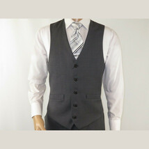 Men's RENOIR Vest Wool 140's Adjustable, Full Lining 508-3 Mid Gray image 5