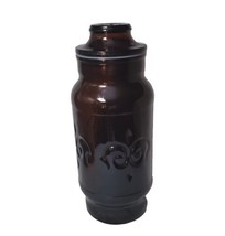 Vintag Borden Cremora Apothecary Amber Whiskey Glass Canister Jar  Fleur-De-Lis  - £21.70 GBP