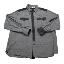 Sean John Shirt Mens L Gray Black Long Sleeve Button Up Street Dress Wor... - $22.65