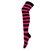 Striped Patterned Socks (Thigh High) Hot Pink and Black - £4.66 GBP