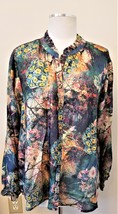Johnny Was Traviata Leda 100% Silk Button Down Blouse Sz-XL Multicolor Floral - £134.28 GBP