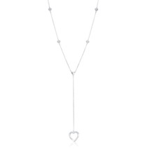 Sterling Silver Small Shiny Hearts with Large Open Heart Y Style Necklace - $46.55