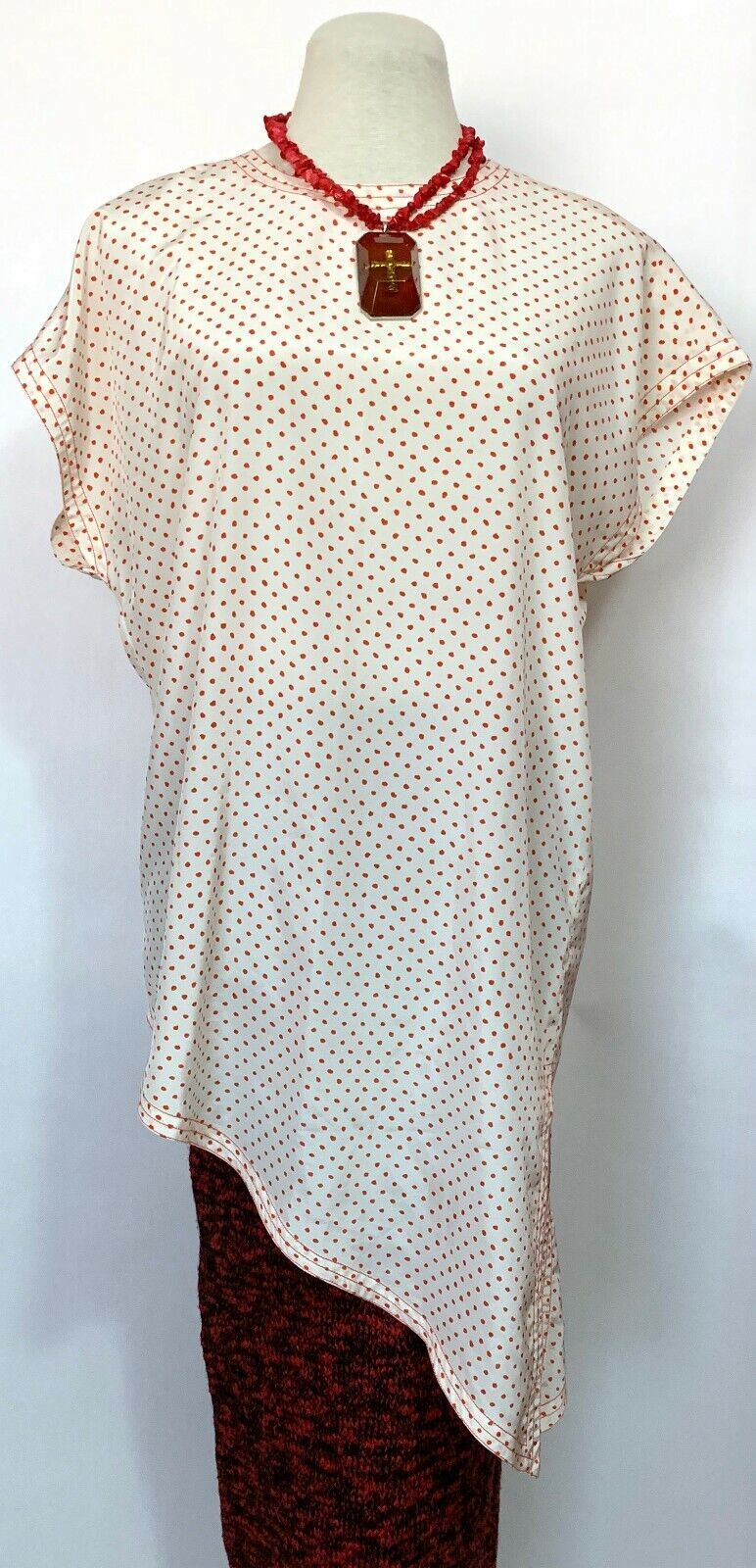 La Marina Vintage Asymmetrical Shirt, Size 6, Short Sleeves, Side Slits - $9.88