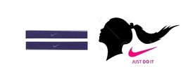 New NIKE Womens Girls SET OF 2 HAIR TIES PUPLE DESIGN Swoosh Logo Polyes... - $6.00