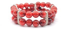 Handmade Bracelet-Red Bracelet-Stretchy Bracelet-Classy Red Bracelet - £9.59 GBP