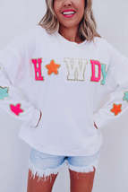White Glitter Howdy Patch Graphic Casual Sweatshirt - £22.51 GBP+