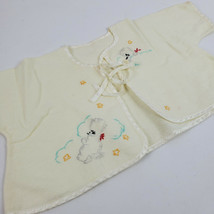 Vintage Hand Embroidery Baby Shirt Kitty Cats Yellow - $15.90