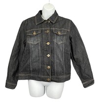 Coldwater Creek Denim Jacket With Plaid Flannel SMALL Women&#39;s Charcoal - $18.00