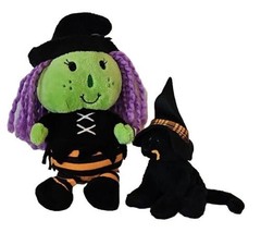 Dan Dee Halloween Wicked Witch and Ty Black Cat In Hat Plush Lot Green Doll - £10.53 GBP
