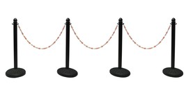 PLASTIC STANCHION HEAVY DUTY 4 PCS SET + 50&#39; ORANGE/WHITE CHAIN COLOR IN... - $148.49