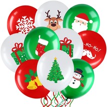 Pcs Christmas Balloons 12 Inch Christmas Latex Balloons Bulk Red Green And White - £22.44 GBP