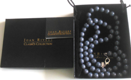 Signed JOAN RIVERS Gray Color Knotted Glass Bead Necklace 30.5&quot; Long - £31.73 GBP